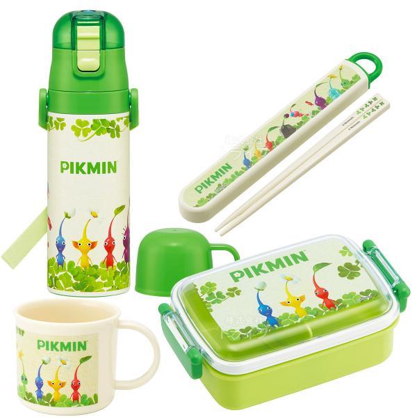 ピクミン お買得４点セット 抗菌 角型お弁当箱 450ml 箸＆箸箱 コップ 2WAY水筒