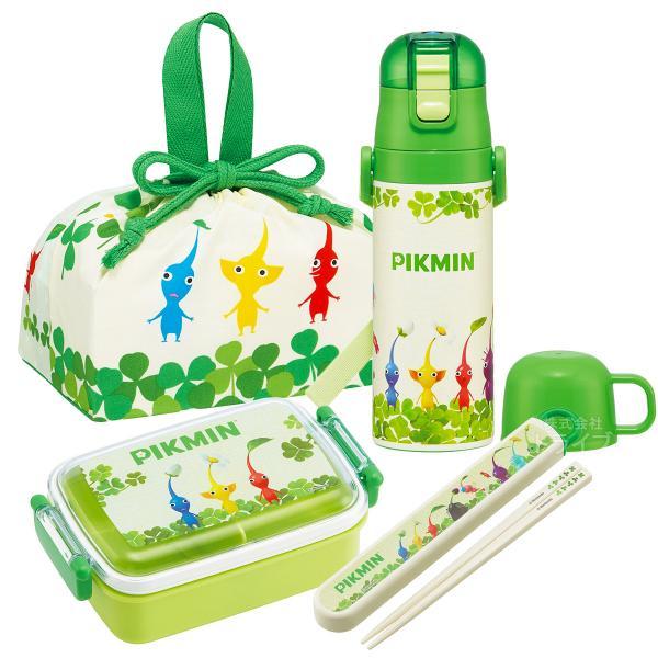 ピクミン お買得４点セット 抗菌 角型お弁当箱 450ml 箸＆箸箱 巾着 2WAY水筒