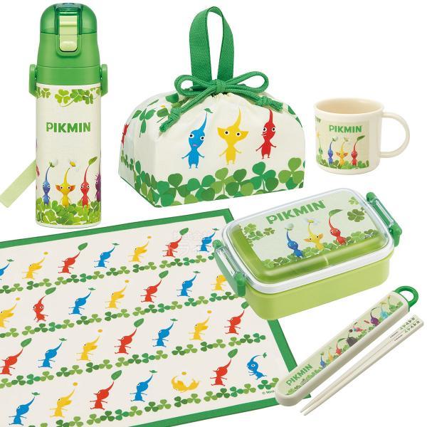 ピクミン お買得６点セット 抗菌 角型お弁当箱 450ml 箸＆箸箱 コップ 水筒 巾着 ランチクロ...