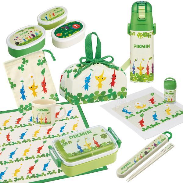 ピクミン お買得９点セット 抗菌 角型お弁当箱 450ml 箸＆箸箱 巾着 ステンレス水筒 コップ ...