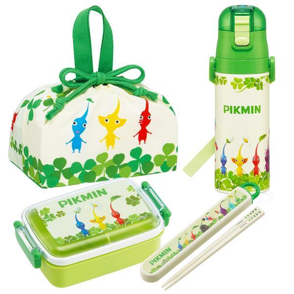 ピクミン お買得４点セット 抗菌 角型お弁当箱 450ml 箸＆箸箱 巾着 水筒