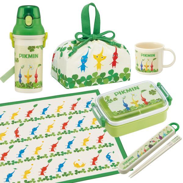 ピクミン お買得６点セット 抗菌 角型お弁当箱 450ml 箸＆箸箱 コップ プラ水筒 巾着 ランチ...