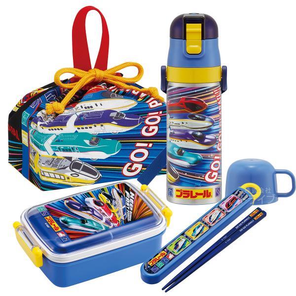 プラレール 25 お買得４点セット 抗菌 角型お弁当箱 450ml 箸＆箸箱 巾着 2WAY水筒