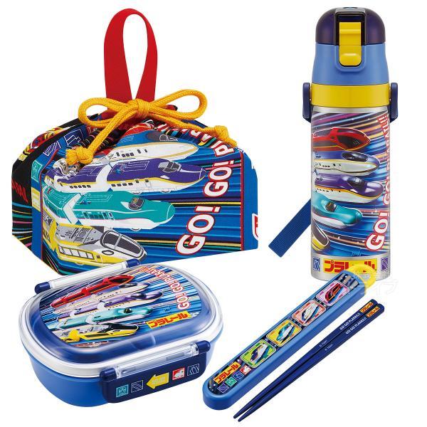 プラレール 25 お買得４点セット 抗菌 お弁当箱 中子付 360ml 箸＆箸箱 巾着 水筒