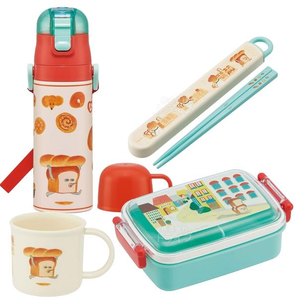パンどろぼう お買得４点セット 抗菌 角型お弁当箱 450ml 箸＆箸箱 コップ 2WAY水筒