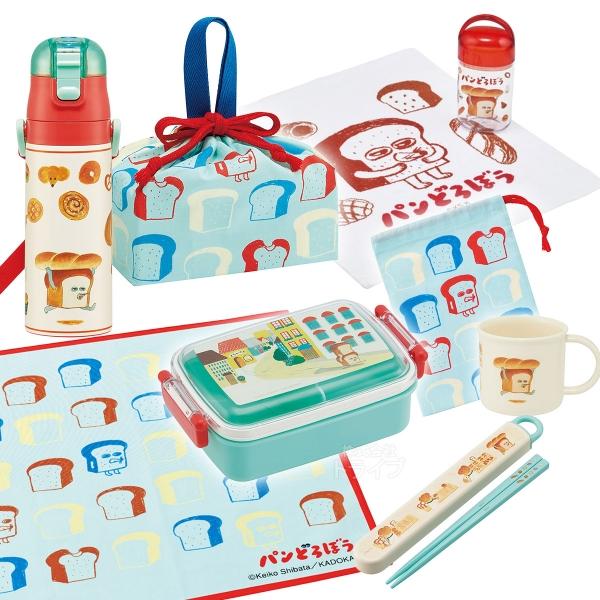 パンどろぼう お買得８点セット 抗菌 角型お弁当箱 450ml 箸＆箸箱 巾着 ランチクロス コップ...