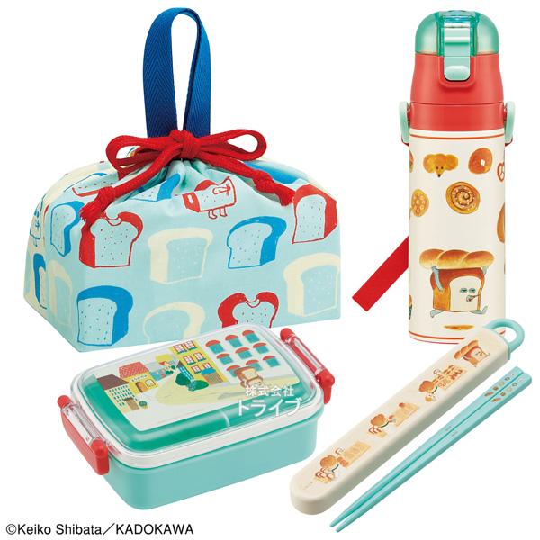 パンどろぼう お買得４点セット 抗菌 角型お弁当箱 450ml 箸＆箸箱 巾着 水筒