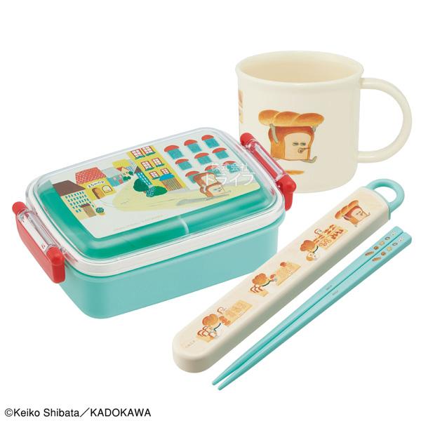 パンどろぼう 抗菌 角型お弁当箱 450ml 箸＆箸箱 コップセット