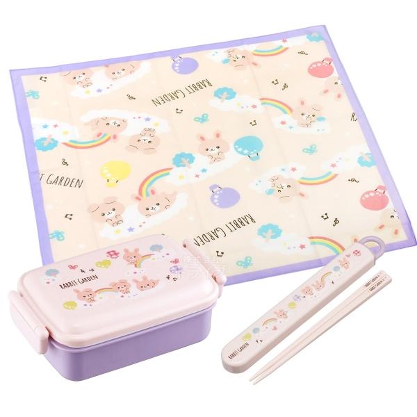 ラビットガーデン 抗菌 角型お弁当箱 450ml 箸＆箸箱 ランチクロスセット