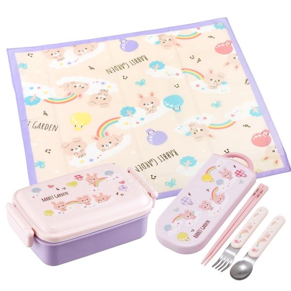 ラビットガーデン 抗菌 角型お弁当箱 450ml トリオ ランチクロスセット