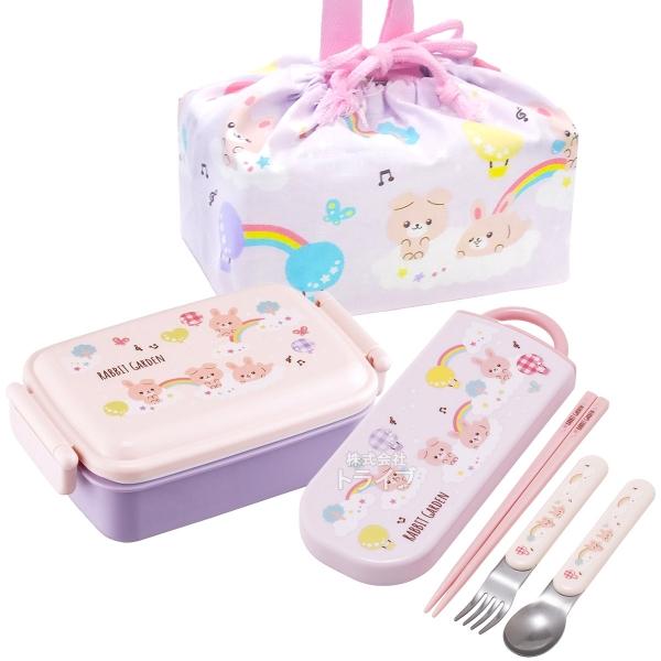 ラビットガーデン 抗菌 角型お弁当箱 450ml トリオ 巾着セット