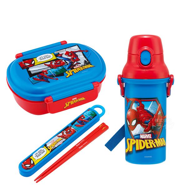 スパイダーマン 抗菌 お弁当箱 中子付 360ml 箸＆箸箱 プラ水筒 480ml セット