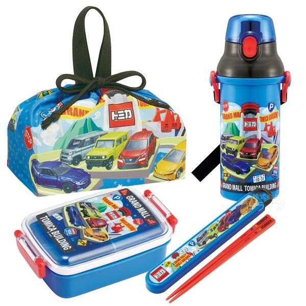 トミカ 26 お買得４点セット 角型お弁当箱 450ml 箸＆箸箱 巾着 プラ水筒