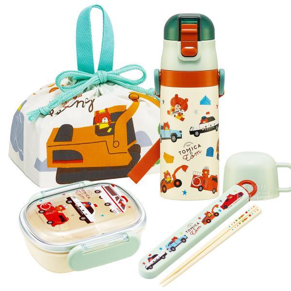 トミカとトム お買得４点セット 抗菌 お弁当箱 中子付 270ml 箸＆箸箱 巾着 ストロー2WAY...