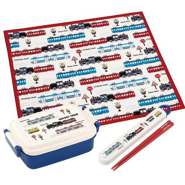 GO！GO！TRAIN 抗菌 角型お弁当箱 450ml 箸＆箸箱 ランチクロスセット 電車 トレイン