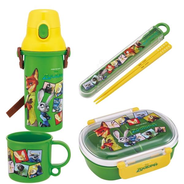 ズートピア お買得４点セット お弁当箱 中子付 360ml 箸＆箸箱 コップ プラ水筒