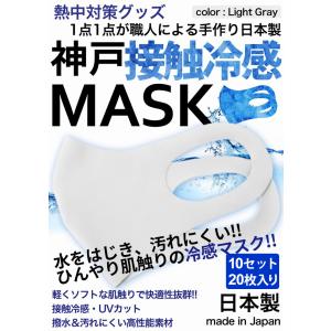 冷感マスク 生地 接触冷感 マスク 日本製 20枚入り ライトグレー 夏用マスク ひんやりマスク ナノ撥水加工 洗えるマスク｜thumbs-up