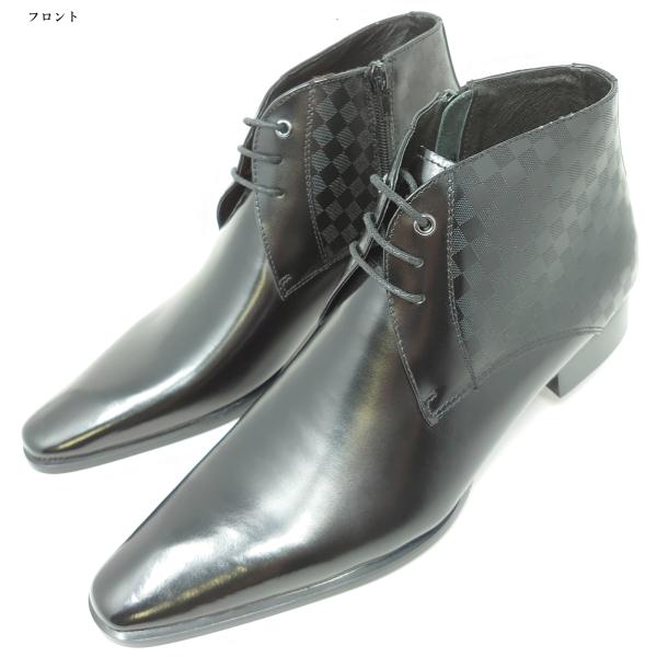 日本製 撥水 レザーブーツ おしゃれ Christian Carano クリスチャンカラノ ブラック...