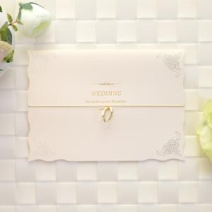 　招待状セット（印刷込み）／ウエディングチャーム（パール）箔押し
