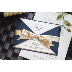 招待状 ロイヤルネイビー 結婚式 招待状 印刷...の詳細画像4