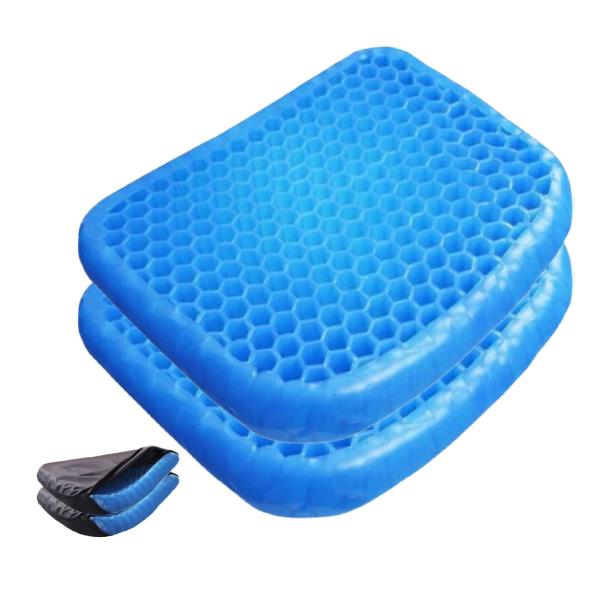 ゲルクッション 2枚セット 車 カバー付き 二個 座布団 ハニカム 腰痛 椅子椅子用 大きい イス用...