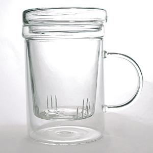 中国茶器・御茶杯350ml（満水470ml）(耐熱ガラス 茶漉し付マグカップ)