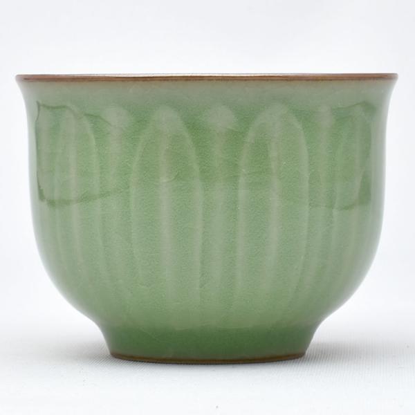 蓮弁茶杯（青磁・哥梅）70ml（満水100ml）酒杯 ぐい呑み｜中国茶器 天香茶行