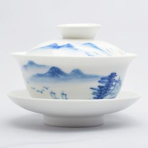 中国茶器・青花磁器 蓋碗(蓮)100ml（満水160ml） : 天香茶行・Yahoo店