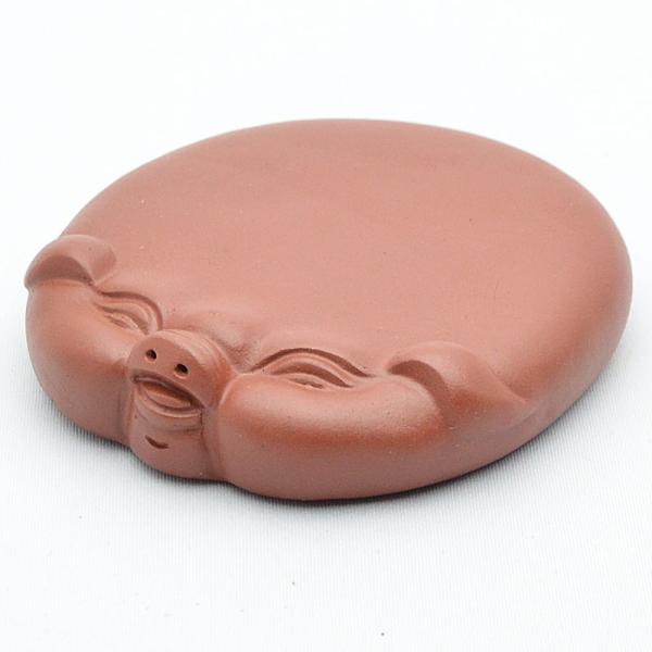 天香茶行 中国茶道具 猪頭壺托（赤茶）急須置き