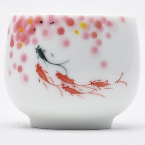 手絵鼓杯（紅葉）容量55ml（満水80ml）中国茶器 手描きの茶杯