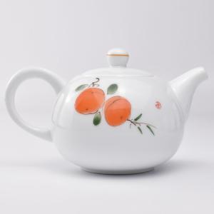 手絵茶壺（柿柿如意） 220ml（満水280ml）｜天香茶行・Yahoo店