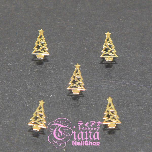 メタルスタッズ　【メール便OK】【クリスマスツリー】（6×3mm）（ゴールド）（20個入）　ネイル ...