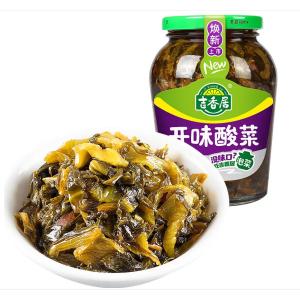 吉香居 開味酸菜  （瓶） 高菜  ザーサイ 漬物　330g +20g 辛口 おつまみ  泡菜 酸菜  おつまみ 中華食材