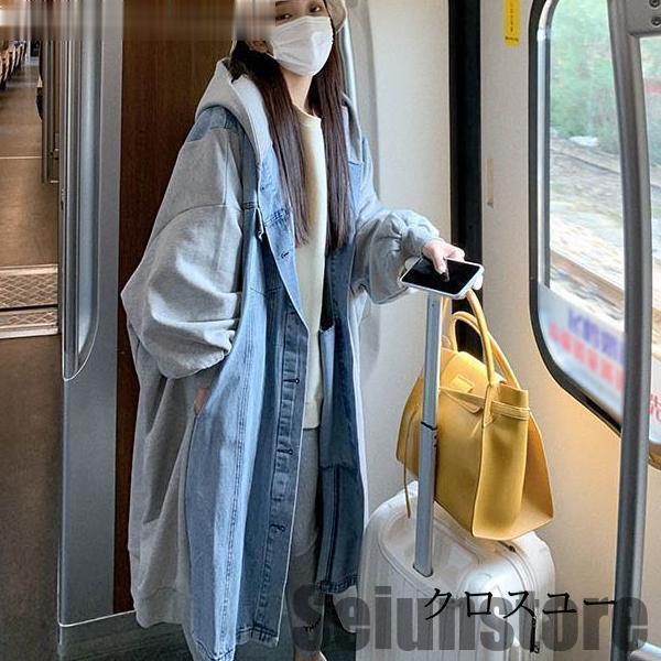 コート ボアコート ロングコート フード 防寒保温 切り替え ゆったり オーバーサイズ アウター レ...