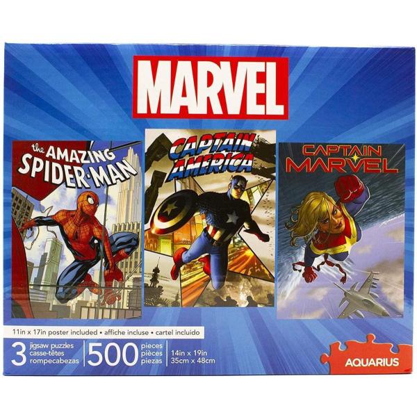 Marvel Comics（マーベルコミック）500ピース x 3（スパイダーマン・キャプテンアメリ...