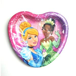 Disney (ディズニー) Princess プリンセス (シンデレラ・ティアナ) ハート 紙皿 8枚入り （横18.5cm）