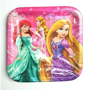 Disney (ディズニー) Princess プリンセス (ラプンツェル・アリエル・オーロラ姫) 紙皿 8枚入り 大（24.5cm×24.5cm）
