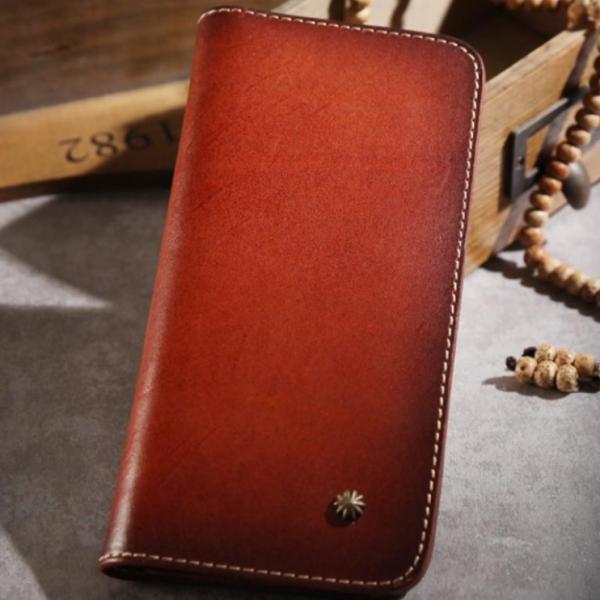 長財布　メンズ　ハンドメイド　本革　高級牛革使用　サドルレザー　バイカーズ　ライダース　ウォレット　...