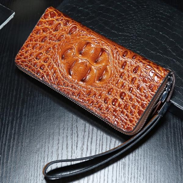 長財布　メンズ　高級　牛革　使用　クロコ型押し　大容量　カード８枚　綺麗な表面作成の高級感あふれる長...