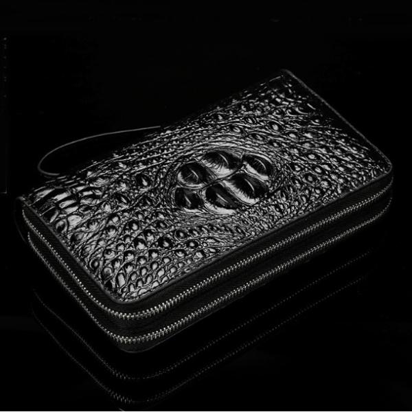 長財布　メンズ　セカンドバック　クラッチバック　クロコダイル　型押し　大容量　ダブルラウンドファスナ...