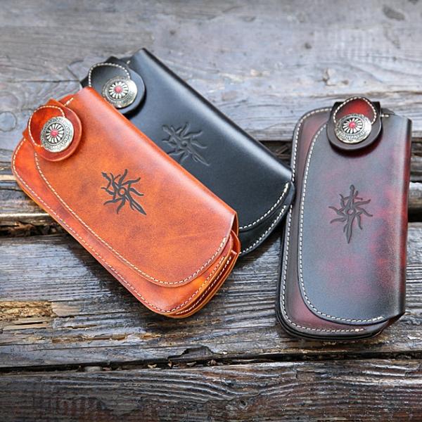 長財布　メンズ　ハンドメイド　本革　高級牛革使用　サドルレザー　バイカーズ　ライダース　ウォレット　...