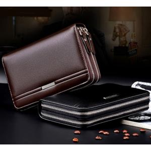 訳あり品　クラッチバック　セカンドバッグ メンズ　柔らかい　本革　牛革　ダブルラウンドファスナー型　大容量　