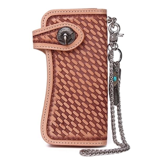 長財布　メンズ　ハンドメイド　本革　高級牛革使用　サドルレザー　バイカーズ　ライダース　ウォレット　...