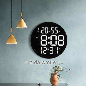 掛け時計 壁掛け時計 時計 LED 温度湿度計 日付表示 LEDデジタル 電子壁掛け時計 照明 ウォールクロック シンプル リビング 部屋飾り