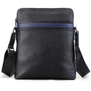 TIDING ショルダーバッグ 本革 メンズ パッファローレザー 水牛革 iPad9.7対応 撥水 軽量 ブラック マルチカラー 春夏 ギフト