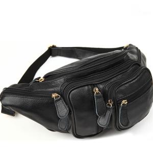 TIDING 大容量 柔軟牛革 ウエストバッグ 本革 メンズ