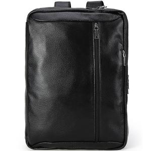 TIDING シンプル 3WAY 柔軟牛革 リュックサック メンズ 本革 ビジネスリュック キャリーオンバッグ A4 14PC対応 通勤 書類鞄 ブラック