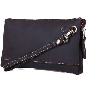 TIDING 本革 クラッチバッグ セカンドバッグ 一枚牛革 メンズ 経年変化 ビンテージ オイルレザー 育てる鞄 ダークブラウン