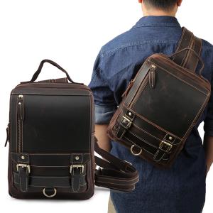 TIDING 大容量 A4 本革 ボディバッグ メンズ ワンショルダーバッグ