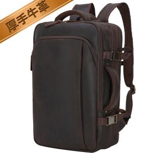 TIDING リュック バックパック 本革 メンズ リュックサック 30L ビンテージ 15PC A4 ラウンドZIP キャリーオン 旅行 出張鞄 茶系